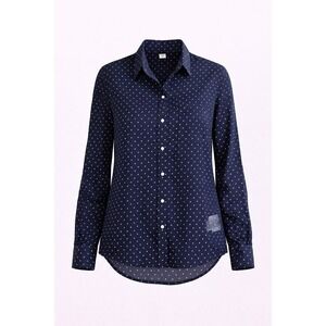 Old Navy Womens NWT Navy‎ Blue Polka Dot Button Down Shirt M Tall